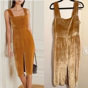 Reformation Emira Dress Velvet Gold